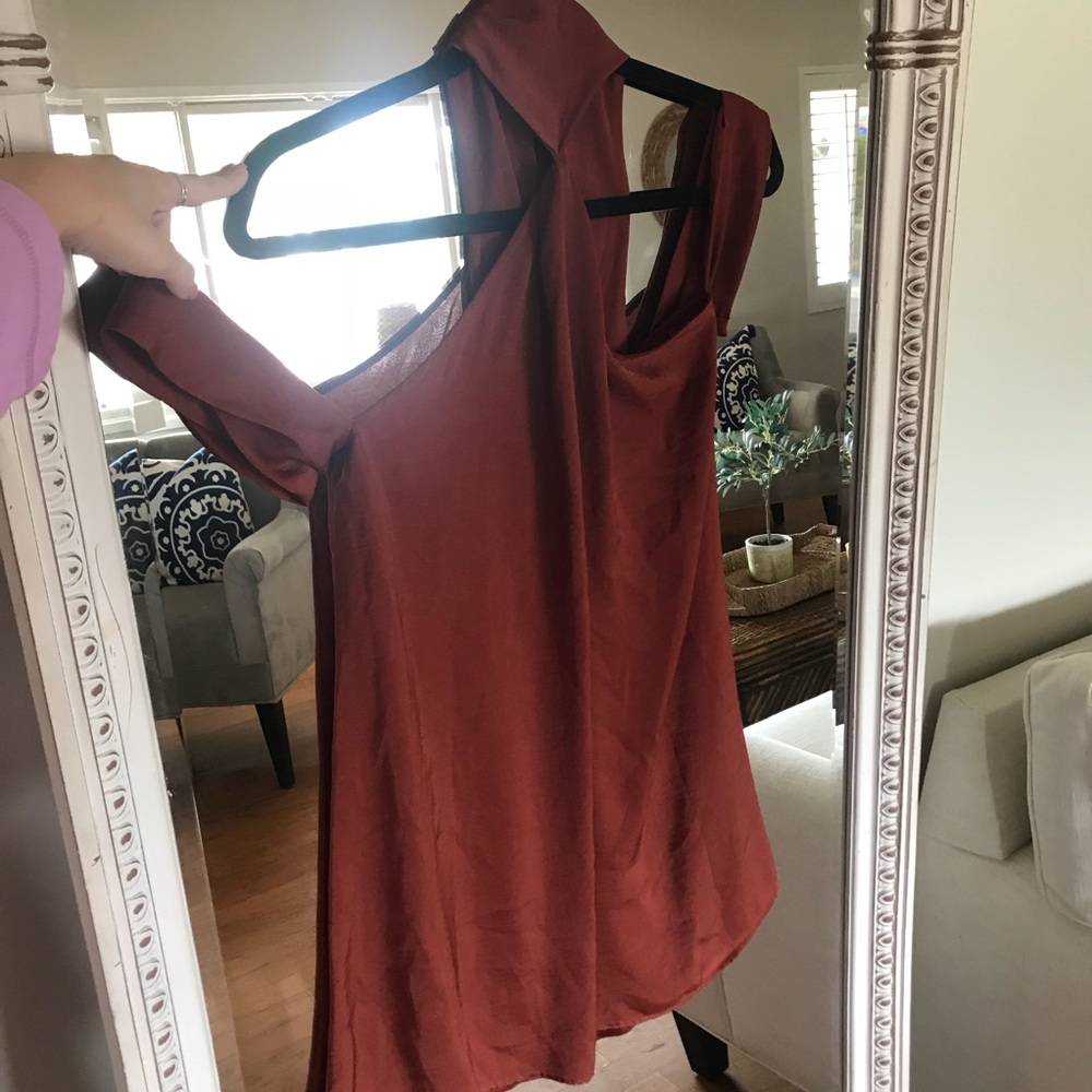 blue life high neck tie dress